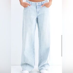 Pacsun Casey Light Indigo Raw Cut Low Rise Baggy Jeans